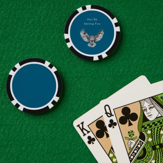 Blaue Weiße Eule   Pokerchips (Pokertisch (doppelt))