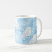 Blaue Weiße Eulen Kaffeetasse (VorderseiteRechts)