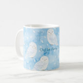 Blaue Weiße Eulen Kaffeetasse (Vorderseite Links)