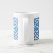 Blaue Weiße Faux-Fliese Delft Kornblumen Jumbo-Tasse (Rückseite)