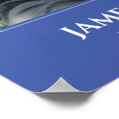 Blaue Weiße Feier mit Foto Beerdigung Poster (Ecke)