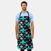 Blaue weiße Fleur de Lis Schürze (Getragen)