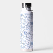 Blaue weiße florale Boho-Botanik-Muster-Laune Trinkflasche (Links)