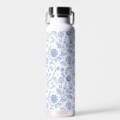 Blaue weiße florale Boho-Botanik-Muster-Laune Trinkflasche (Vorne)