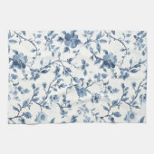 Blaue Weiße Florale Brautparty Geschirrtuch (Horizontal)