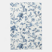 Blaue Weiße Florale Brautparty Geschirrtuch (Vertikal)