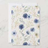 Blaue Weiße Florale Geburtstagsfeier Einladung (Rückseite)