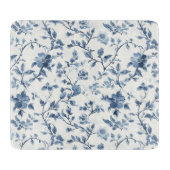 Blaue Weiße Florale Hochzeitsdusche Schneidebrett (Vorderseite)