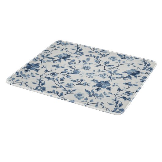 Blaue Weiße Florale Hochzeitsdusche Schneidebrett (Ecke)