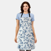 Blaue Weiße Florale Hochzeitsdusche Schürze (Getragen)