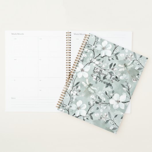 Blaue Weiße Florale Libellen Planer (Anzeige)
