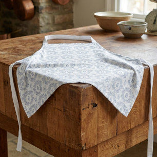 Blaue weiße französische Toile Monogramm-Muster Schürze