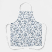 Blaue weiße französische Toile Monogramm Schürze (Vorderseite)