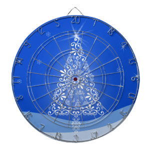 Blaue Weiße Frohe Weihnachtsbaum Sterne Nachtlicht Dartscheibe