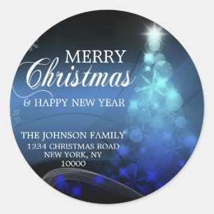 Blaue weiße FRÖHLICHE Runder Aufkleber