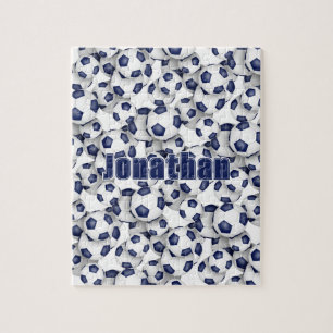 Blaue weiße Fußballmannschaft farbenfrohe Jungs Puzzle