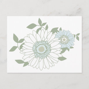 Blaue Weiße Gänseblümchen Blumen Hallo Liebe Gänse Postkarte