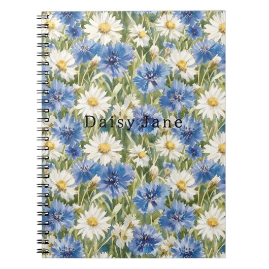 Blaue Weiße Gänseblümchen Blumen Notizblock (Vorderseite)