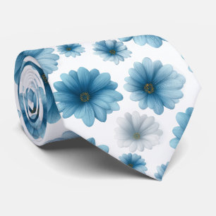 Blaue Weiße Gänseblümchen-Blumenmuster Krawatte