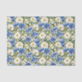 Blaue Weiße Gänseblümchen Geburtstag Seidenpapier (Vorderseite)