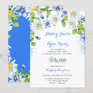 Blaue Weiße Gänseblümchen Nach Hochzeitsempfang Nu Einladung