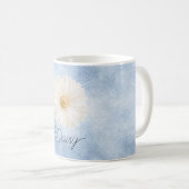 Blaue Weiße Gänseblümchenblume Kaffeetasse (VorderseiteRechts)