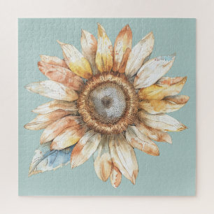 Blaue Weiße Gelbe Sonnenblume Puzzle