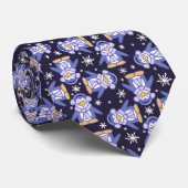 Blaue weiße gemusterte Krawatte des (Gerollt)