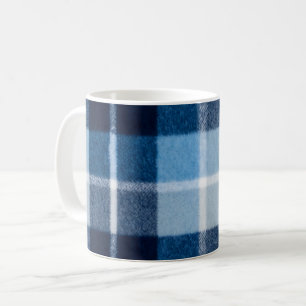 Blaue Weiße Gemütliche Karierte Flanell Kaffeetasse