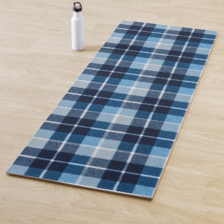 Blaue Weiße Gemütliche Karierte Flanell Yogamatte