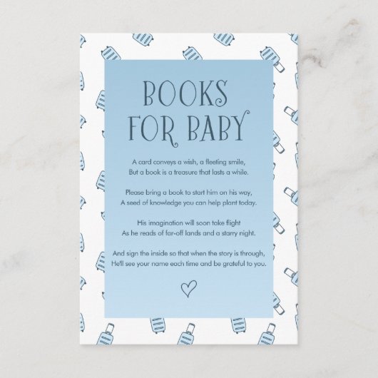 Blaue weiße Gepäckbücher für Baby Begleitkarte (Vorderseite)