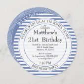 Blaue/weiße, gerötete Streifen für alle Altersgrup Einladung (Vorne/Hinten)