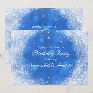 Blaue & Weiße Glitzer-Ascheputtel-Party für jeden  Einladung