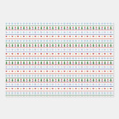 Blaue weiße Gnomaden Herz Schneeflocken Weihnachte Geschenkpapier Set (Vorderseite)