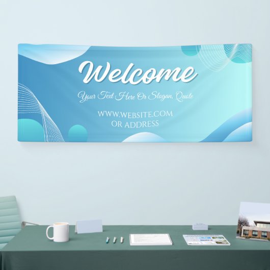 Blaue weiße Gradienten-Moderne Willkommens-Veranst Banner (Messe)
