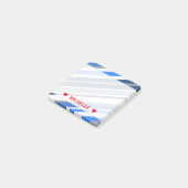 Blaue/weiße/graue Linien/Streifen-Muster; Post-it Klebezettel (angewinkelt)