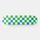 Blaue Weiße Grüne Karierte Gestaltung  Skateboard (Horizontal)