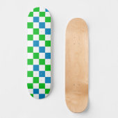 Blaue Weiße Grüne Karierte Gestaltung  Skateboard (Vorderseite)