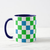 Blaue Weiße Grüne Karierte Gestaltung Tasse (Links)