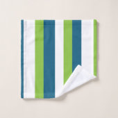 Blaue weiße grüne Streifen Badhandtuch Set (Waschlappen)