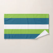 Blaue weiße grüne Streifen Badhandtuch Set (Handtuch)