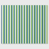 Blaue weiße grüne Streifen Geschenkpapier (Flach)