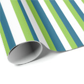 Blaue weiße grüne Streifen Geschenkpapier (Rolleneckpunkt)