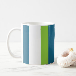 Blaue Weiße Grüne Vertikale Streifen Kaffeetasse
