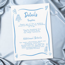 Blaue Weiße Handgezeichnete Herz Whimsical Hochzei