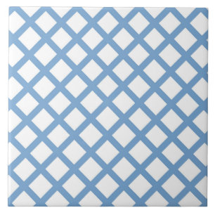 Blaue weiße Harlekin-Diamant-Streifenmuster Fliese