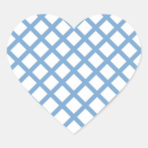 Blaue weiße Harlekin-Diamant-Streifenmuster Herz-Aufkleber