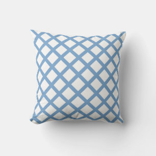 Blaue weiße Harlekin-Diamant-Streifenmuster  Kissen