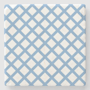 Blaue weiße Harlekin-Diamant-Streifenmuster Steinuntersetzer