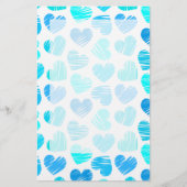 Blaue weiße Herzen Stationery Briefpapier (Vorderseite)